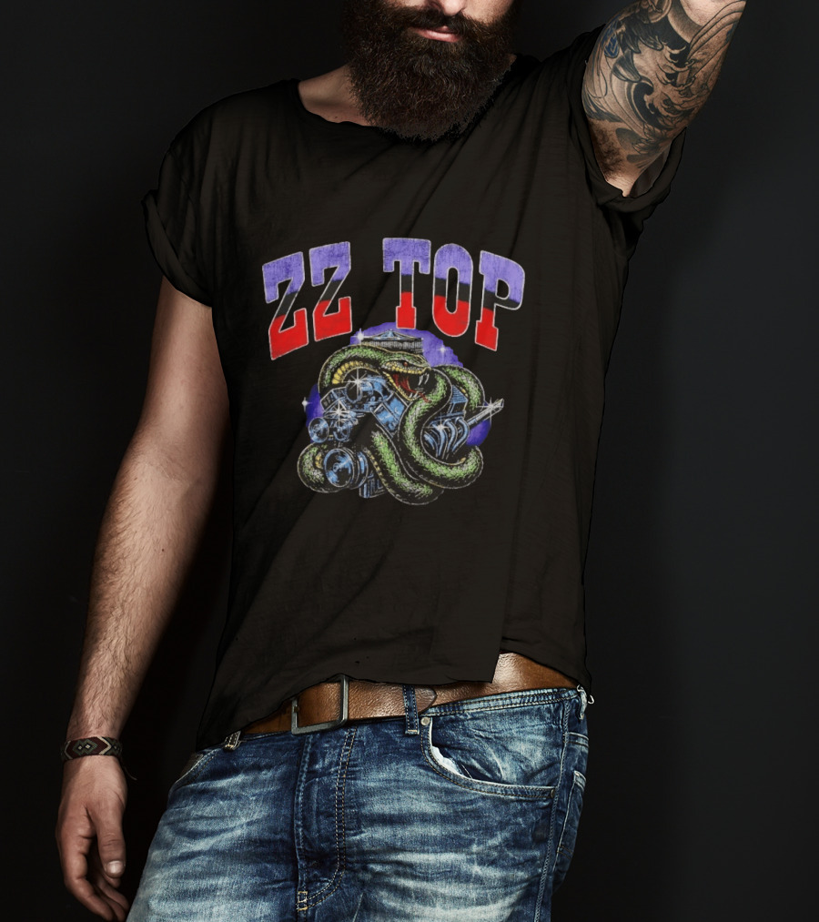 ZZ Top Snake And Engine Classic Rock Band T-Shirt