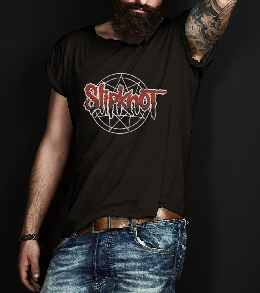 Slipknot Crimson Dripping Lettering With White Nonagram T-Shirt