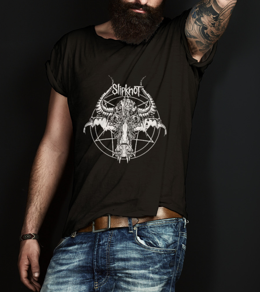 Slipknot Nonagram Horned Animal Skull T-Shirt