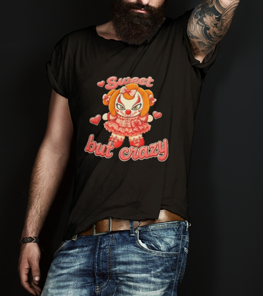 Sweet But Crazy Evil Harlequin Clown Doll Hearts T-Shirt