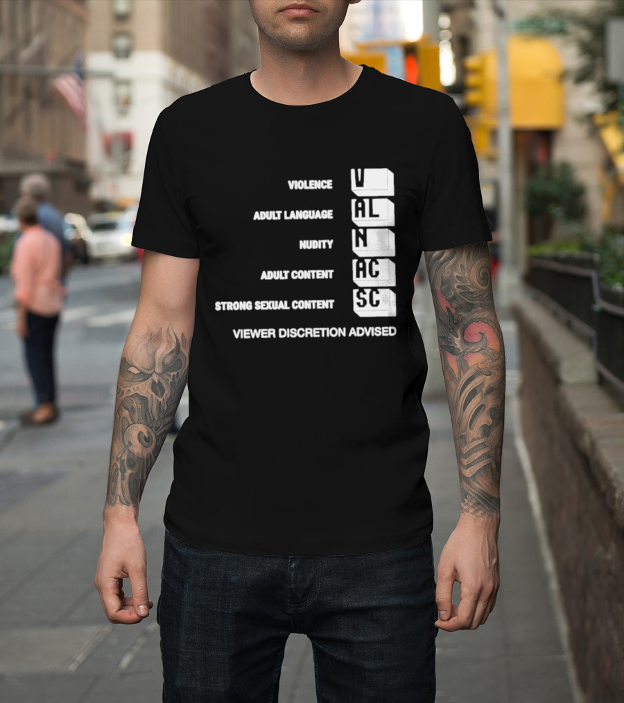 Viewer Discretion Advised Violence Adult Language Nudity Sexual Content T-Shirt