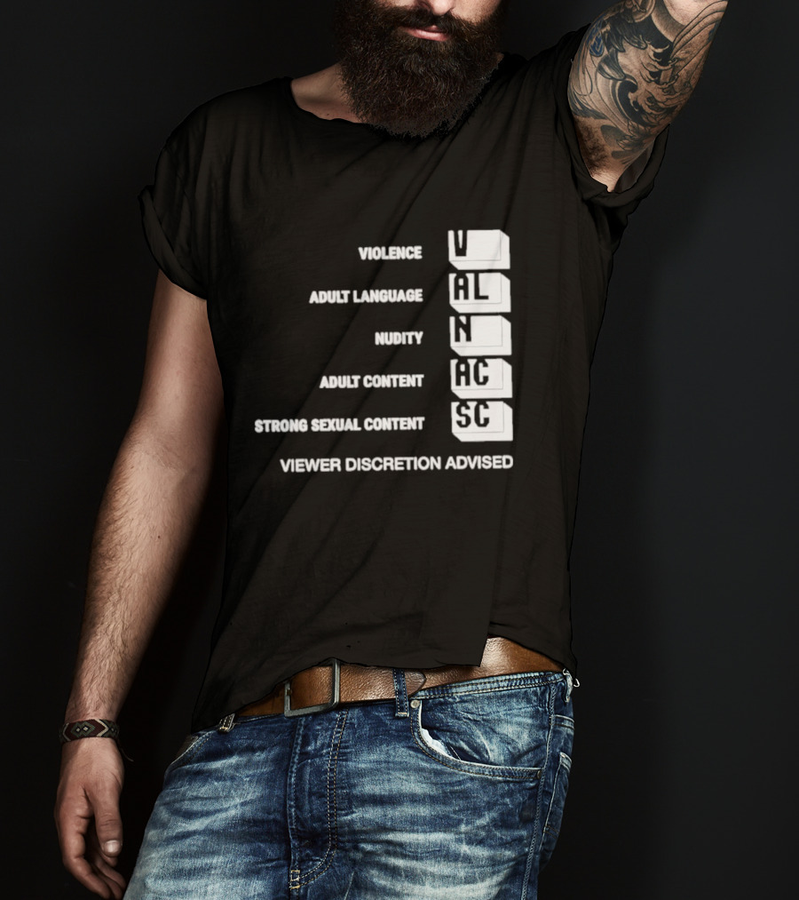 Viewer Discretion Advised Violence Adult Language Nudity Sexual Content T-Shirt