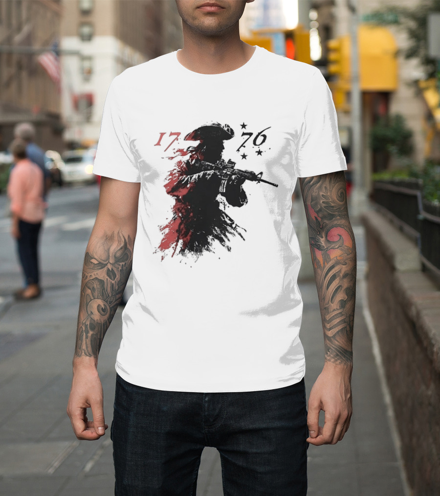 American Patriot With Rifle Patriotic1776 T-Shirt
