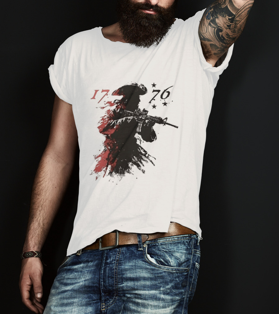 American Patriot With Rifle Patriotic1776 T-Shirt