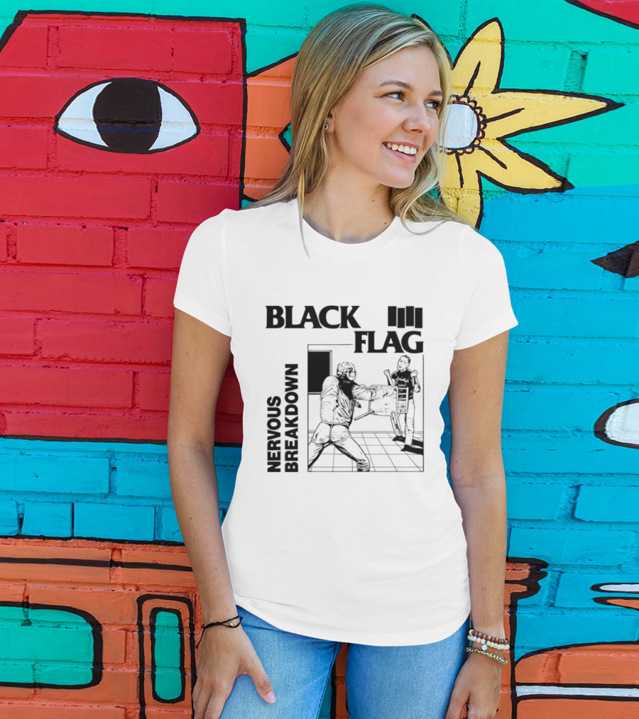 Black Flag Nervous Breakdown Punk Rock Band Iconic Album Cover T-Shirt