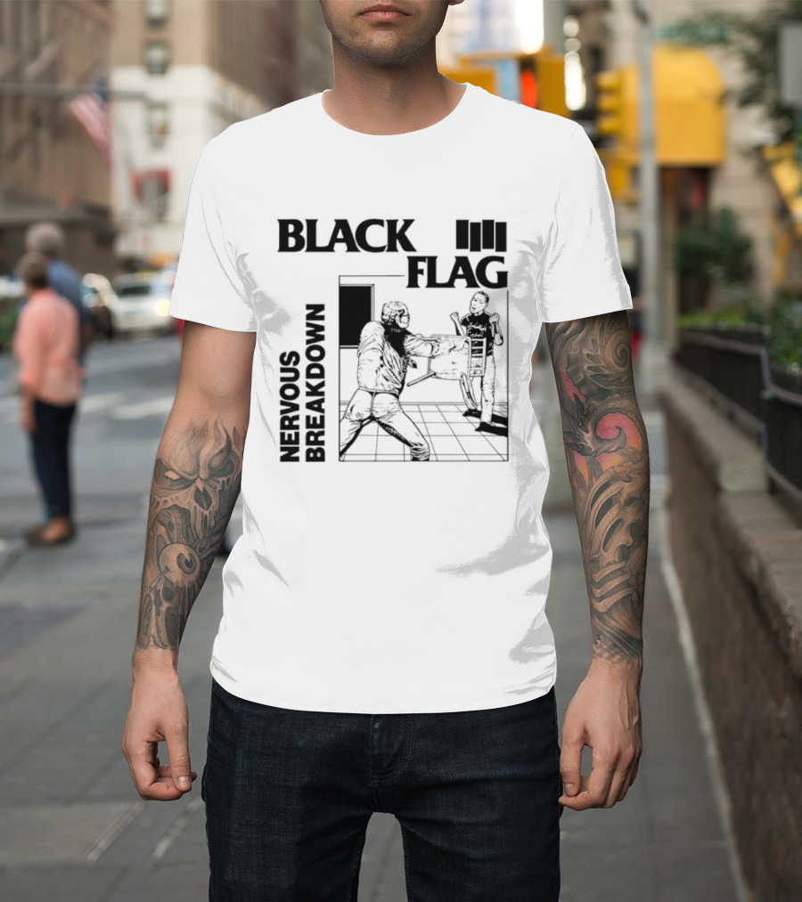 Black Flag Nervous Breakdown Punk Rock Band Iconic Album Cover T-Shirt