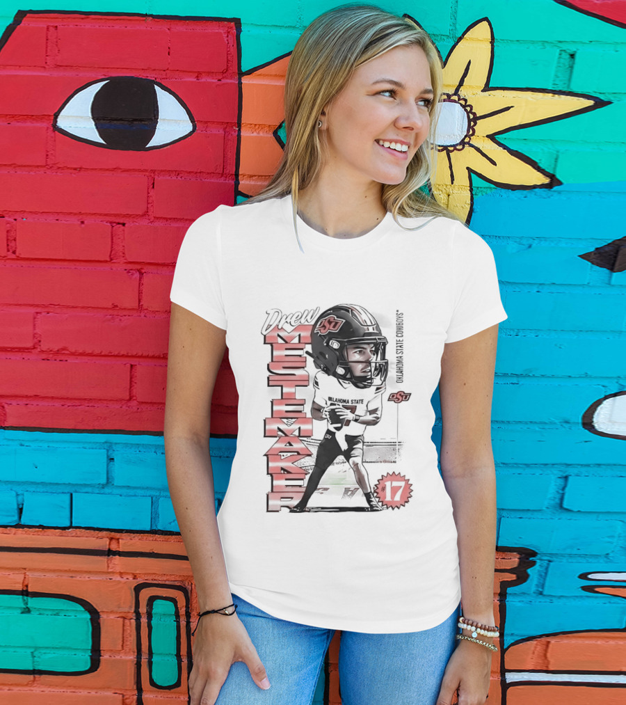 Drew Mestemaker 17 Oklahoma State Cowboys OSU Football T-Shirt