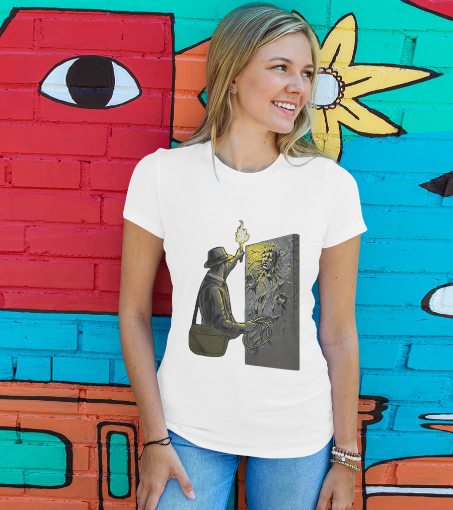 Indiana Jones Exploring Han Solo Frozen In Carbonite Mashup T-Shirt