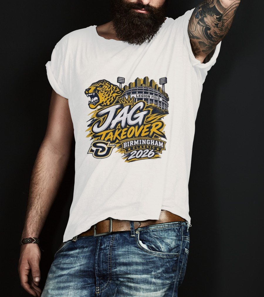 Legion Field Jag Takeover Birmingham Classic 2026 Stadium And Jaguar T-Shirt