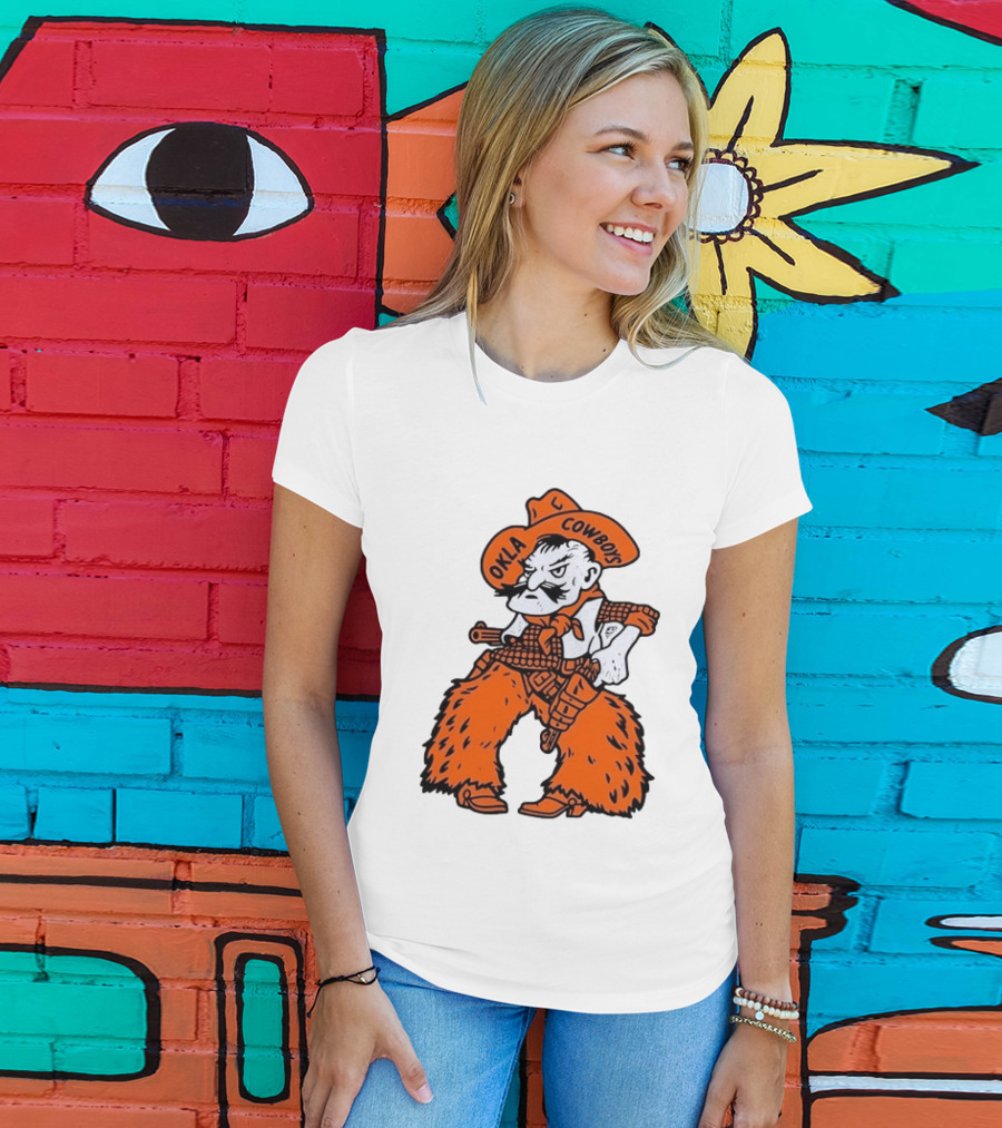 Oklahoma Cowboys Pistol Pete Orange Cowboy T-Shirt
