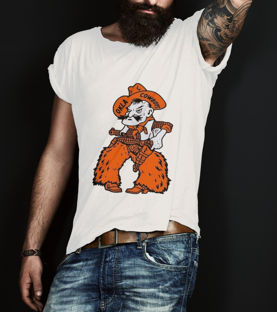 Oklahoma Cowboys Pistol Pete Orange Cowboy T-Shirt