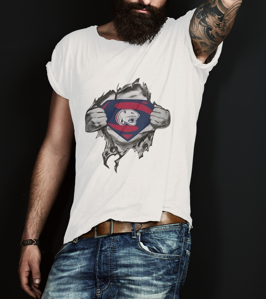 Panthers Superman Chest Emblem Ripped Superhero T-Shirt