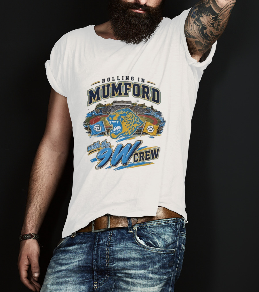 Rolling In Mumford With The 9W Crew SU College Sports Stadium Jaguar Flags T-Shirt