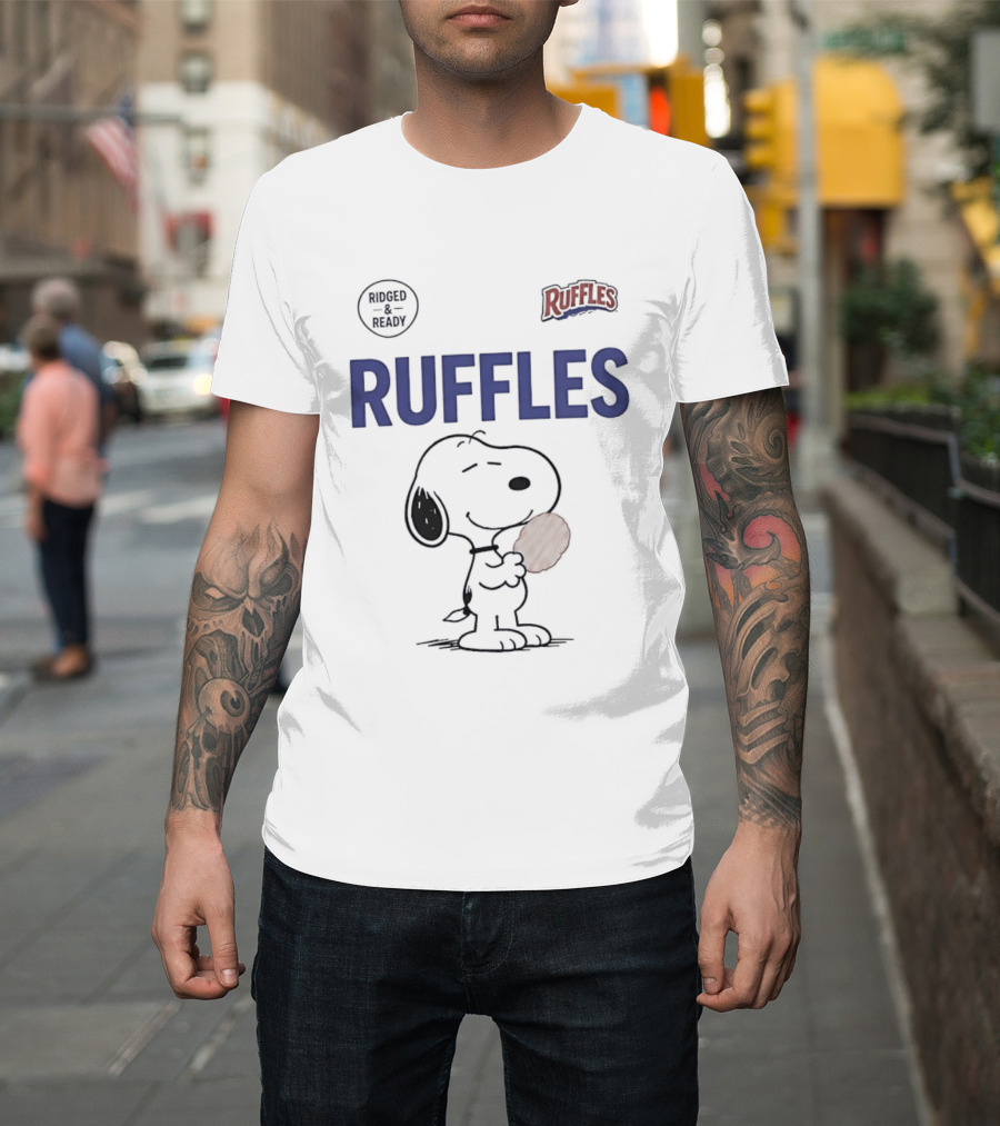 Ruffles Ridged And Ready Peanuts Snoopy Eating Chips T-Shirt