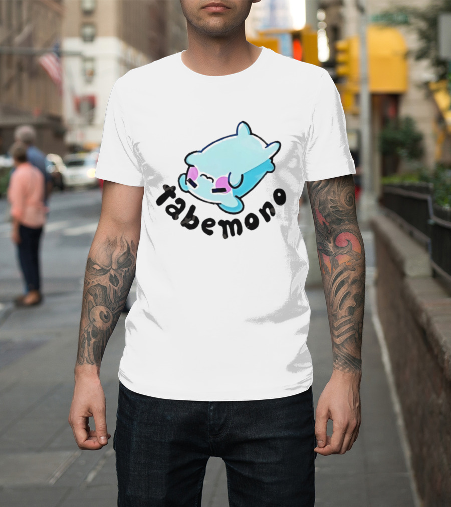 Tabemono Kawaii Anime Cute Blue Character With Blushing Cheeks T-Shirt