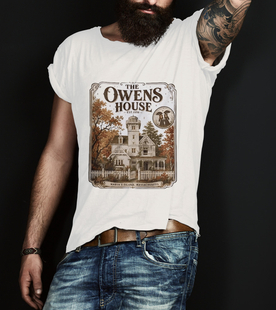 The Owens House Est 1998 Maria's Island Massachusetts Vintage Gothic Mansion T-Shirt