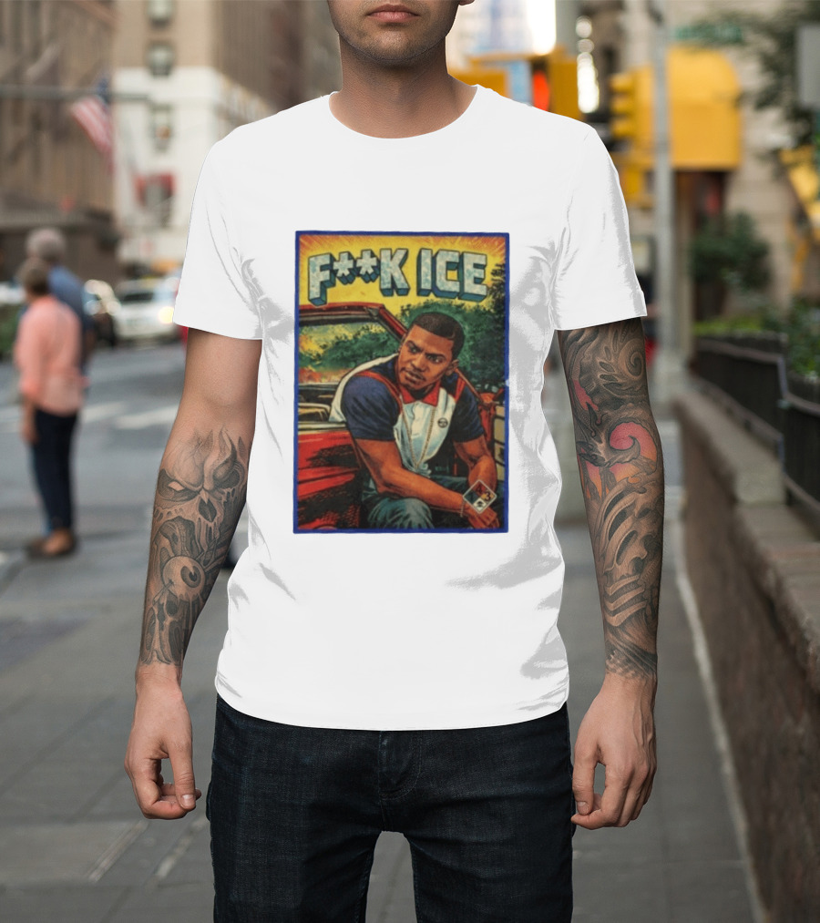 F**K ICE Tyler The Creator Style Graphic With Car And Cards T-Shirt