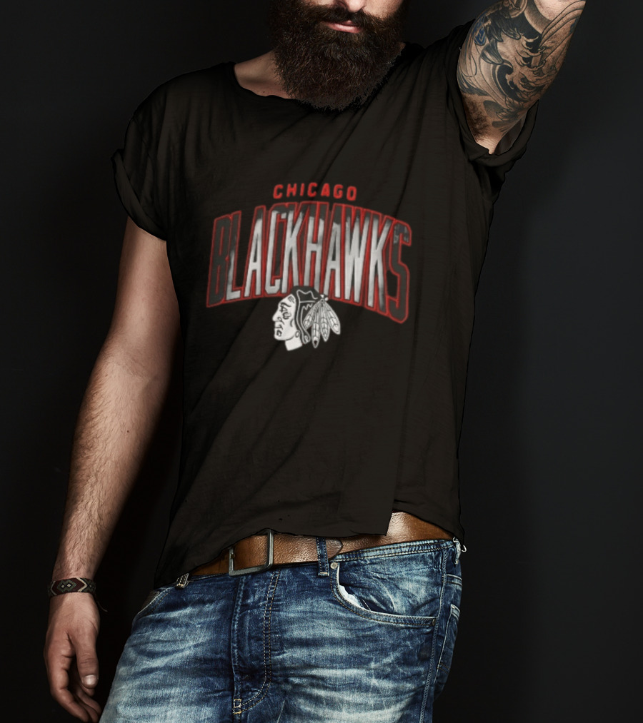 Chicago Blackhawks NHL Arched Smoky Monochrome T-Shirt