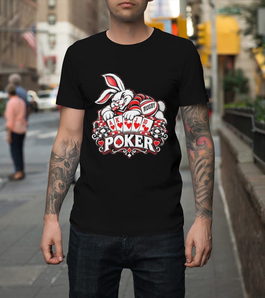 Rugby Poker Rabbit Royal Flush Card Game T-Shirt