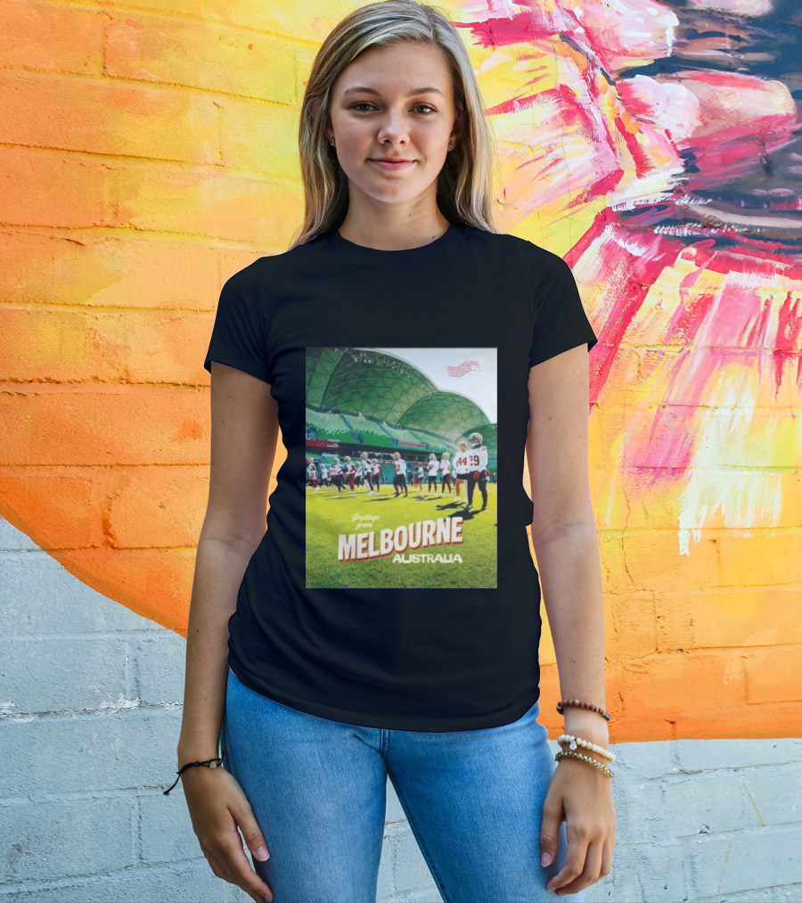 San Francisco 49ers Greetings From Melbourne Australia Day 4 Football Practice T-Shirt