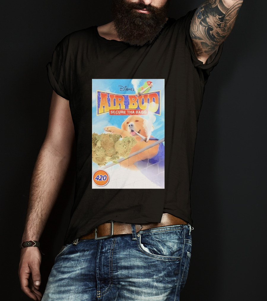 Disney Air Bud Secure Tha Bagg 420 Meme Basketball Dog Smoking T-Shirt