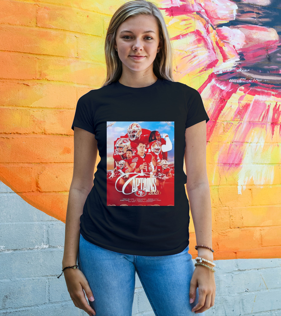 SF 49ers 2026 Captains Williams Warner Kittle Purdy Bosa McCaffrey Juszczyk T-Shirt