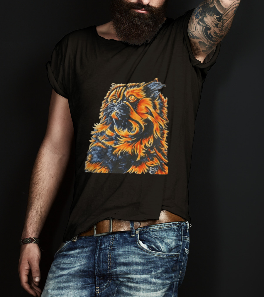 Fluffy Orange Black Tortoiseshell Persian Cat Painting 8/26 T-Shirt
