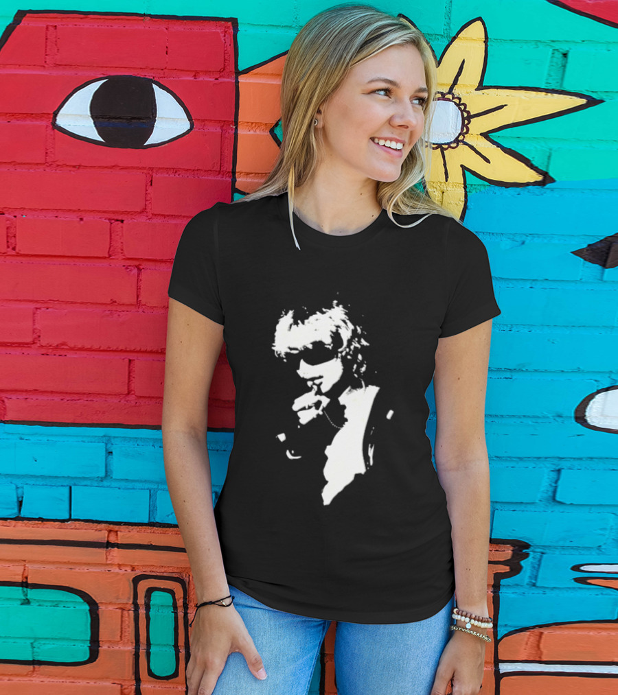 High Contrast Stencil Style Iconic Sunglasses Smoking Man T-Shirt