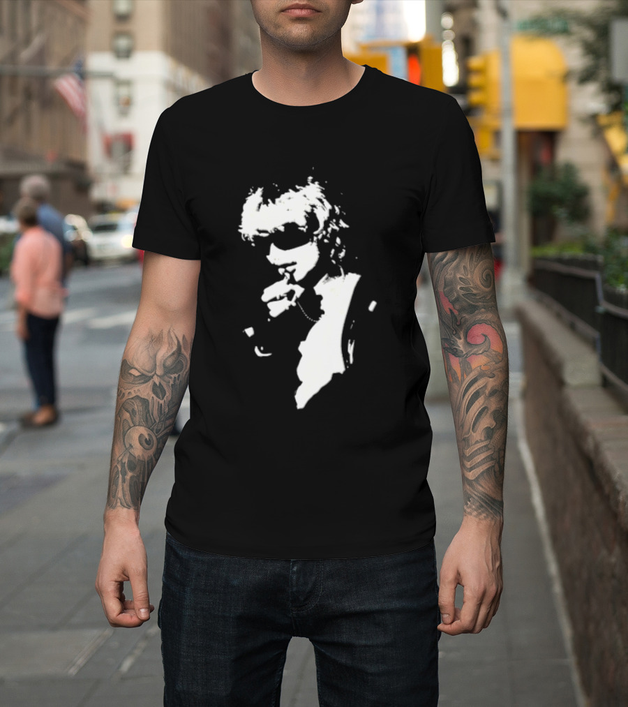 High Contrast Stencil Style Iconic Sunglasses Smoking Man T-Shirt