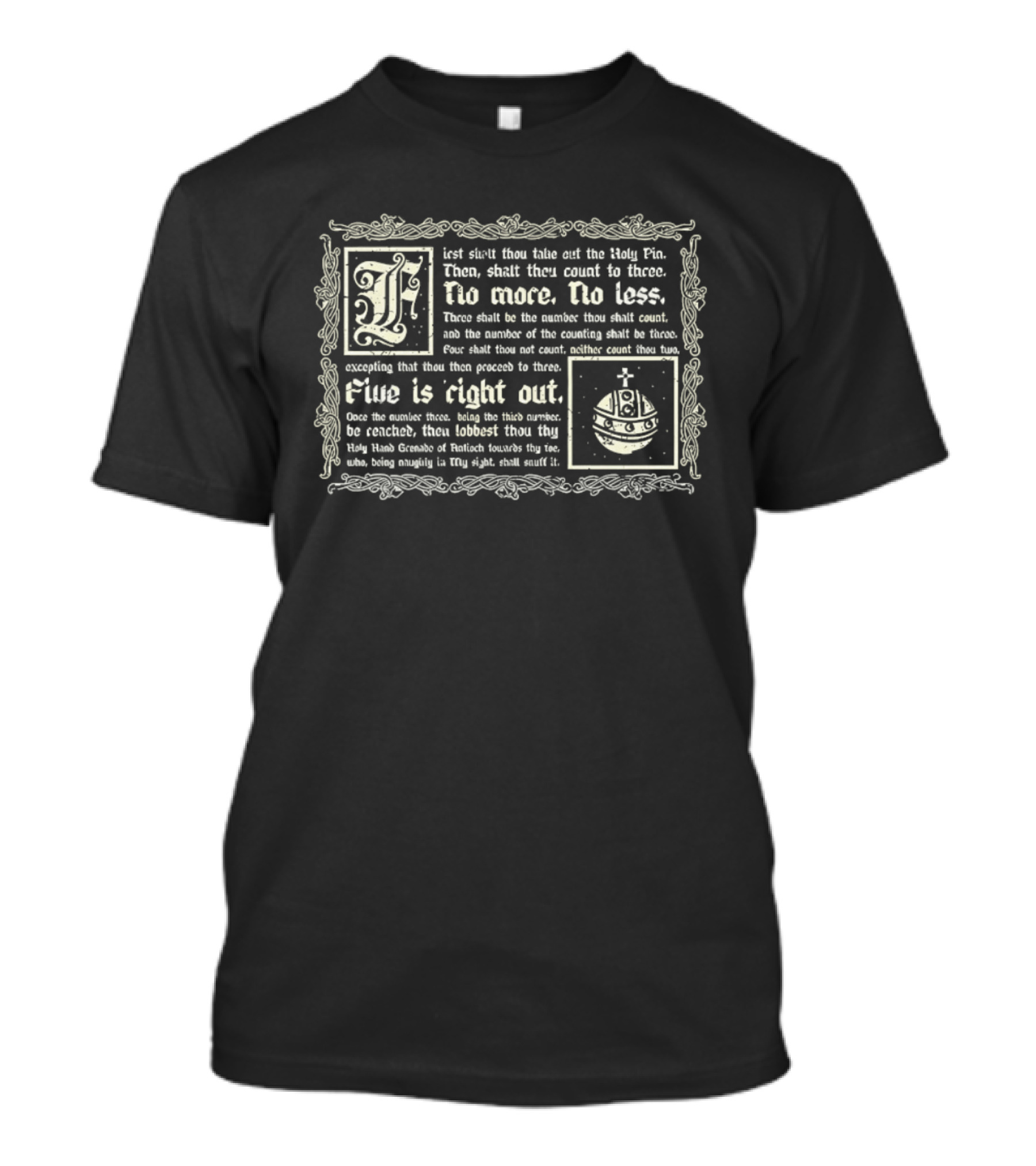 Holy Hand Grenade Of Antioch Monty Python Count To Three No More No Less T-Shirt