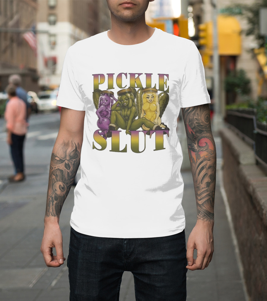 Pickle Slut Food Humor Cute Cartoon Jar Characters T-Shirt