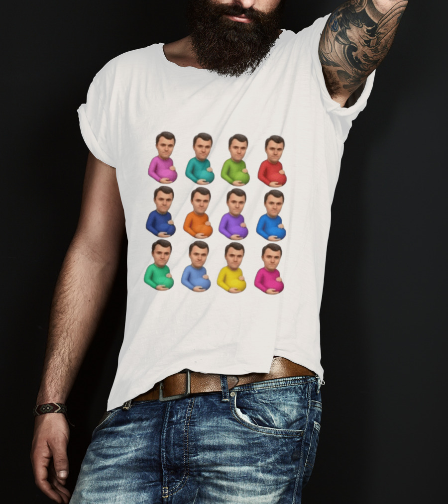 Pregnant Man Emoji Set Multicolor Avatar Faces Collection T-Shirt