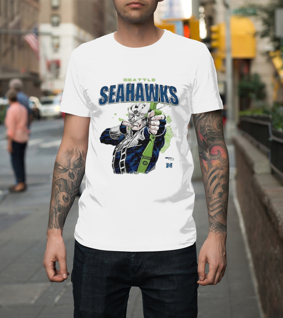 Seattle Seahawks Hawkeye Collaboration NFL Marvel T-Shirt