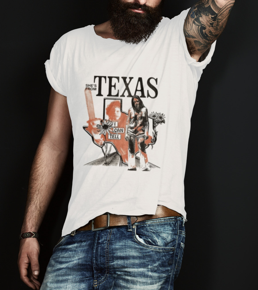 She's From Texas I Can Tell Leatherface Halloween Chainsaw T-Shirt