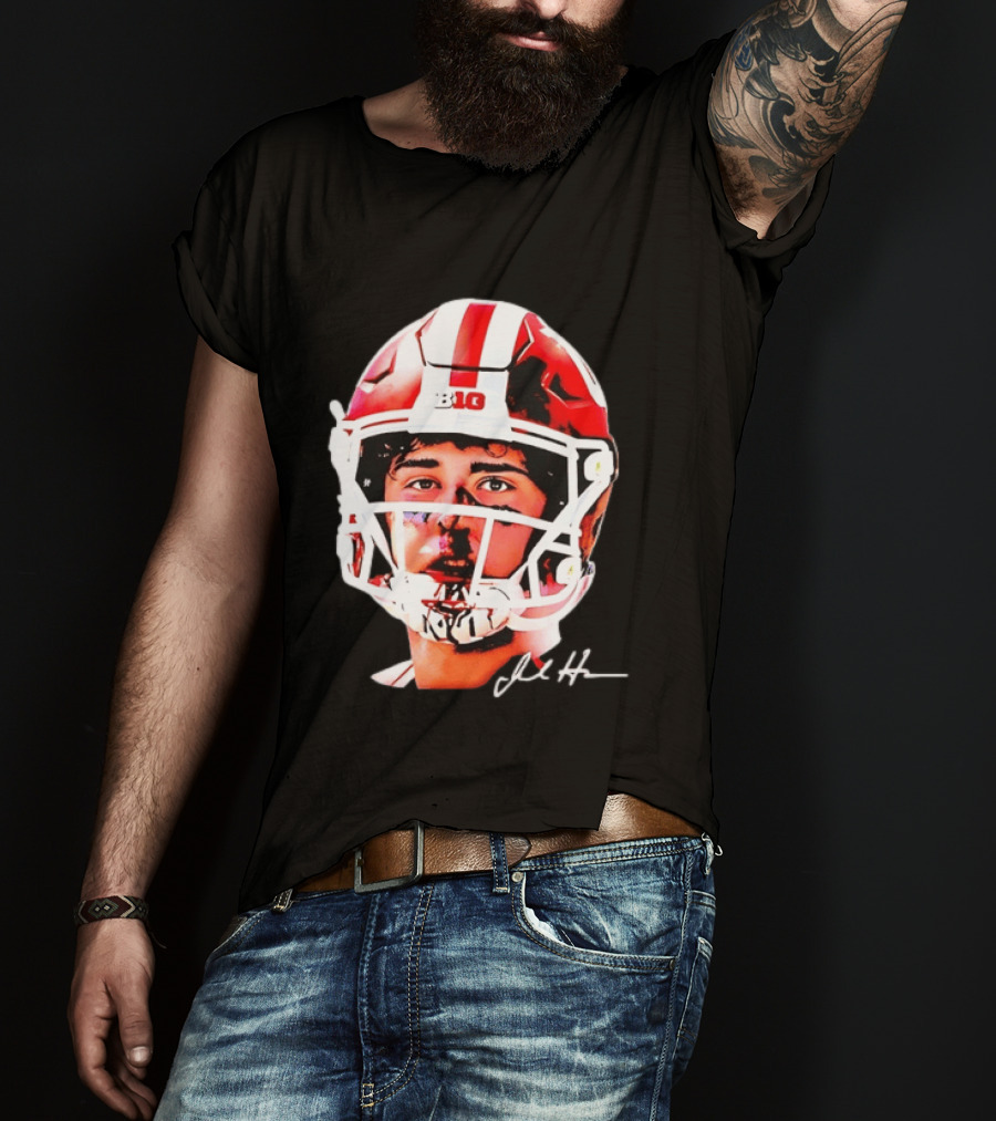 Indiana Hoosiers Big Ten Football Jack Howes Signature Helmet T-Shirt