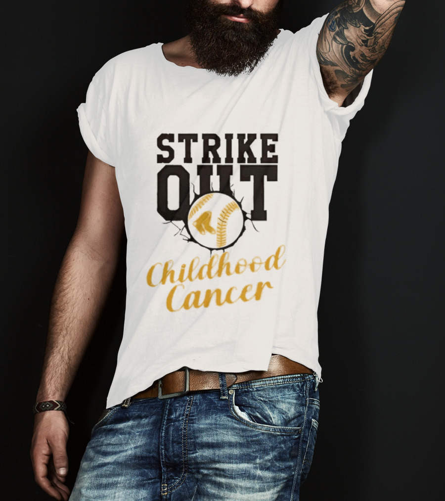 Strike Out Childhood Cancer Boston Red Sox Baseball Team Awareness T-Shirt
