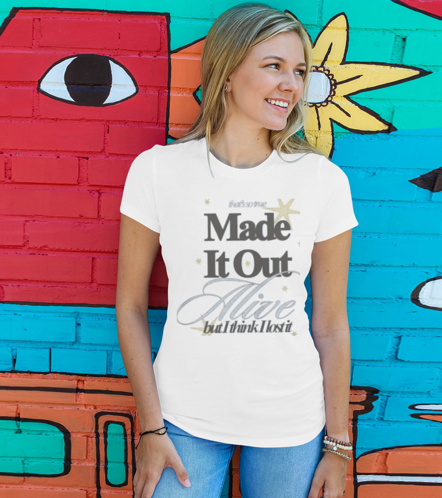Sure, Here's A Suggested Title: "That's So True Made It Out Alive With Stars And Script T-Shirt