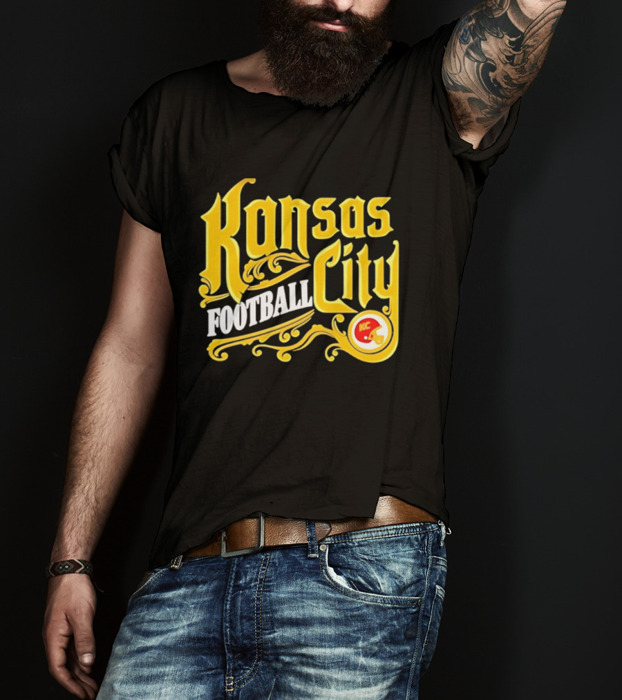 Kansas City Football City KC Chiefs Helmet T-Shirt