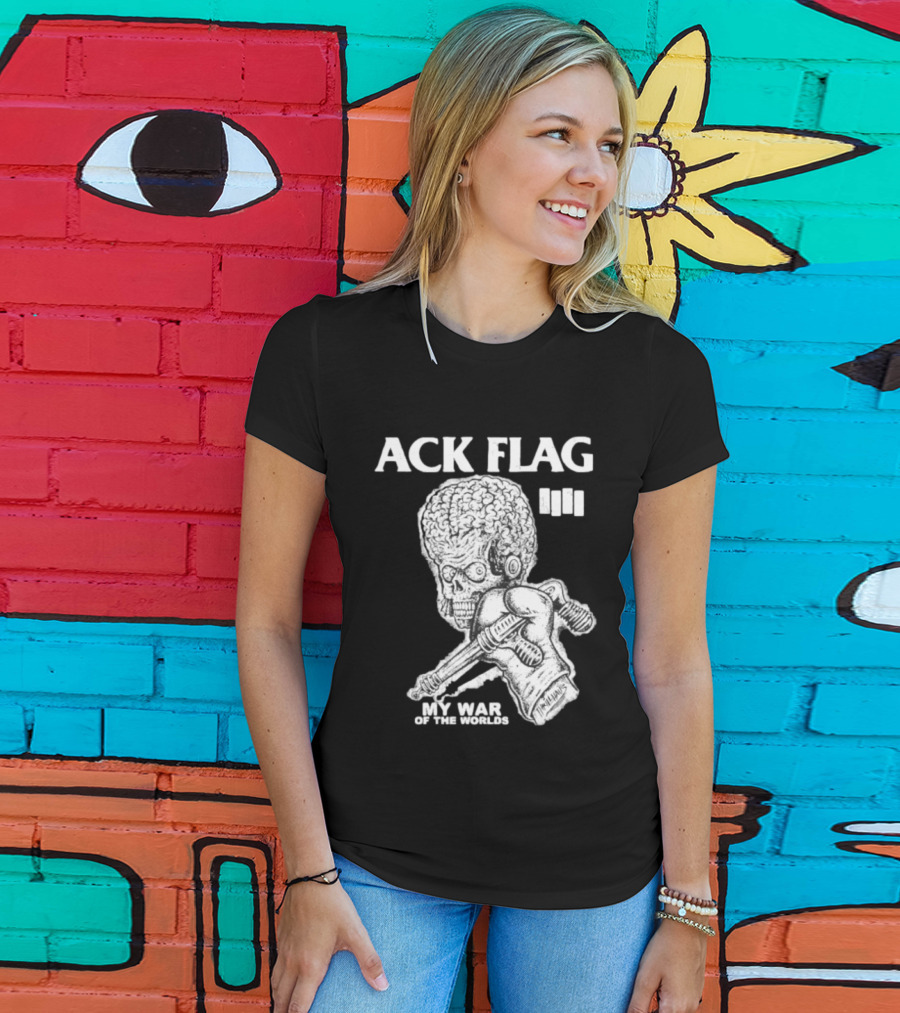 ACK Flag Mars Attacks War Of The Worlds Black Flag Mashup T-Shirt