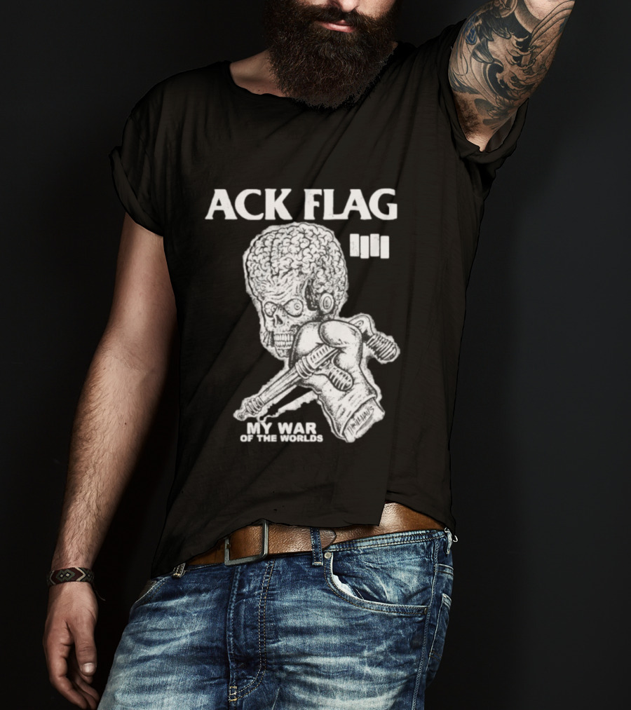 ACK Flag Mars Attacks War Of The Worlds Black Flag Mashup T-Shirt