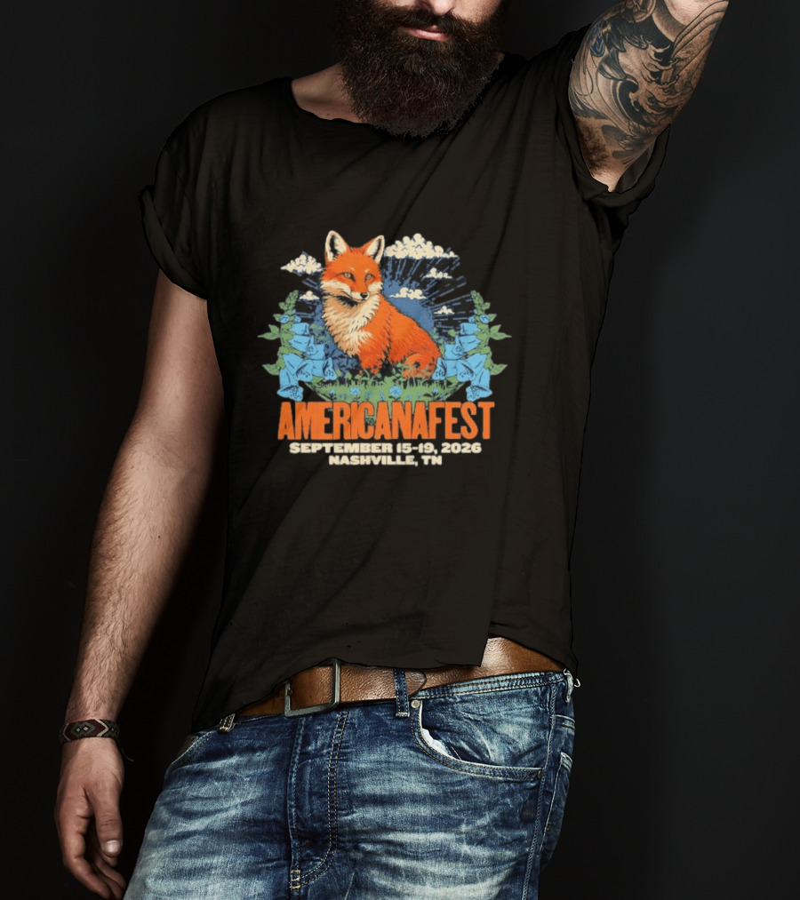Americanafest 2026 Nashville September 15 19 Fox And Blue Flowers T-Shirt