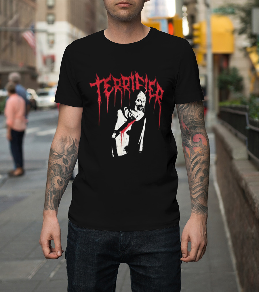 Terrifier Clown Horror Movie Rhinestone Scary Blood Effect T-Shirt