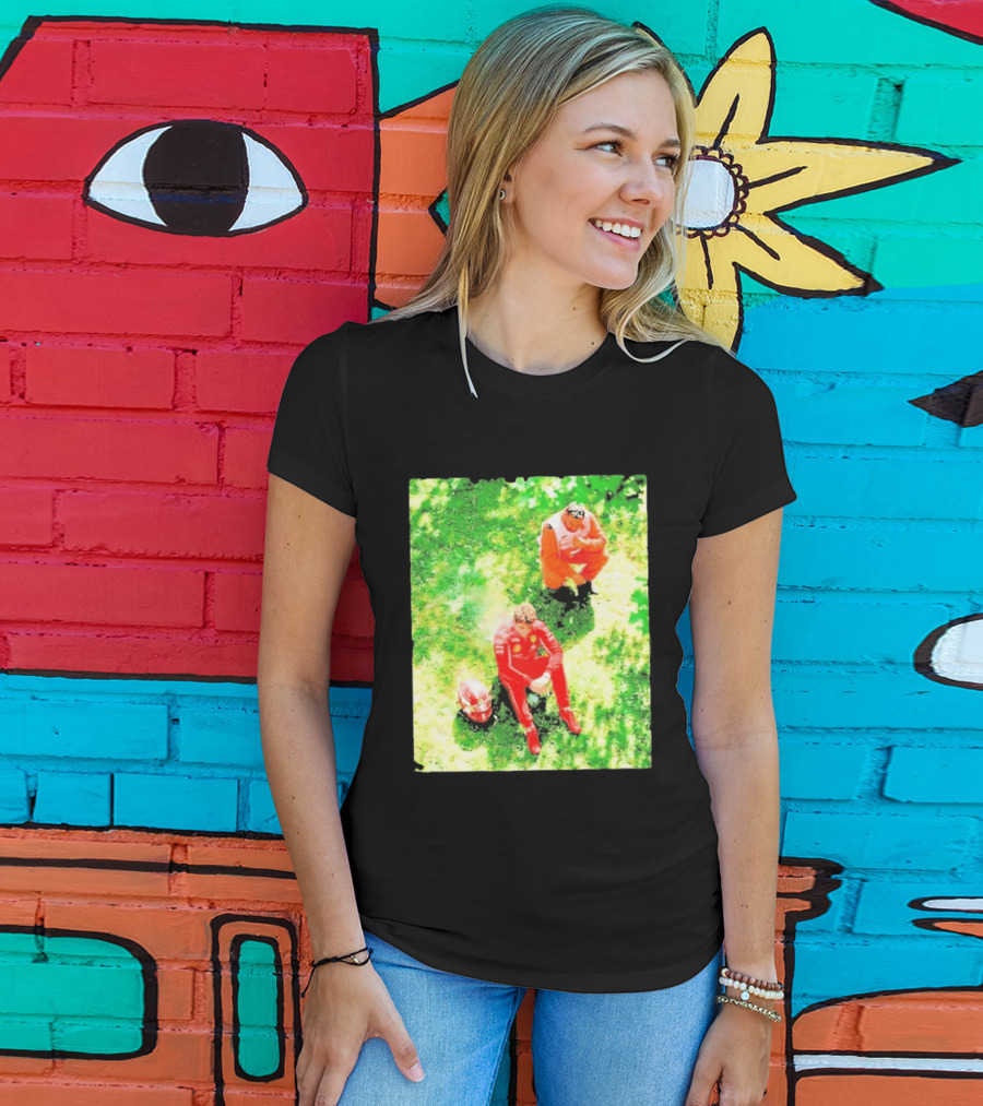 Monza GP Charles Leclerc Helmet On Grass Crash Moment T-Shirt