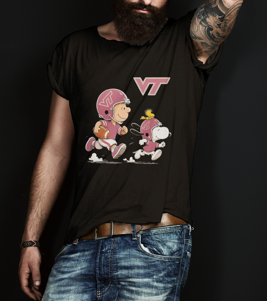 Charlie Brown Woodstock Snoopy Virginia Tech Hokies Football VT T-Shirt