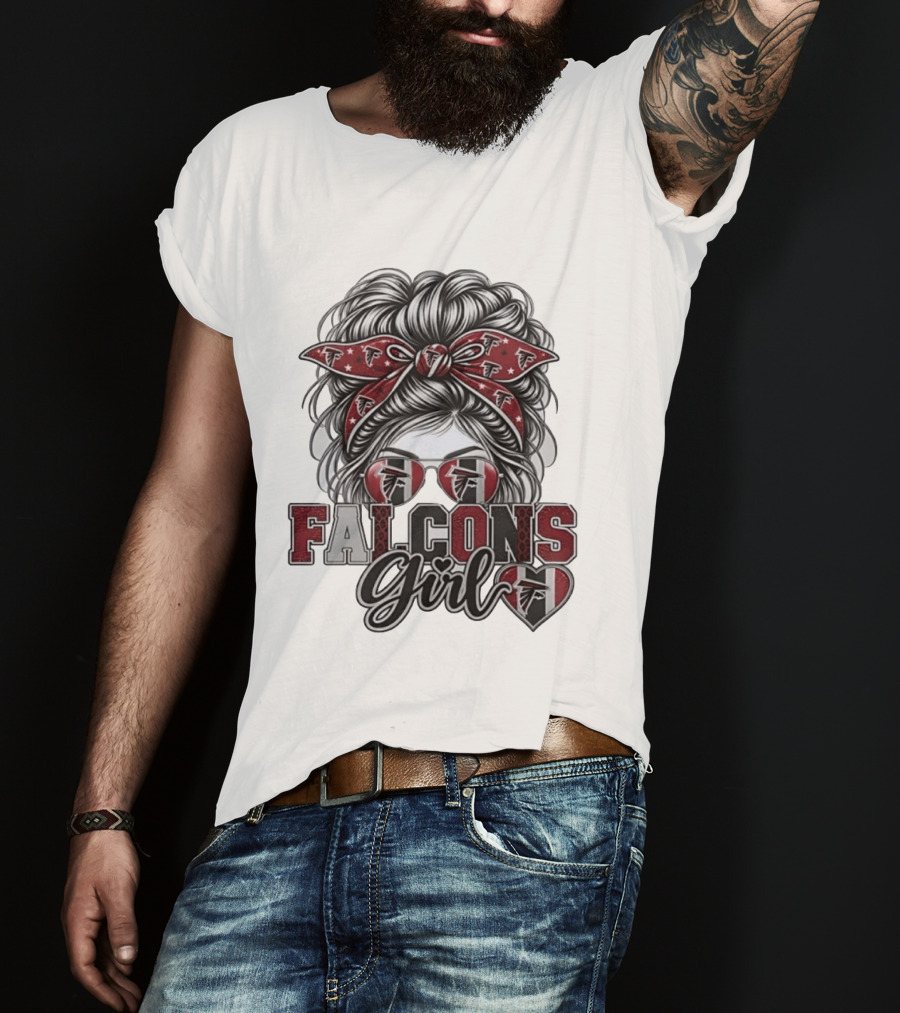 Falcons Girl Messy Bun Bandana Sunglasses T-Shirt