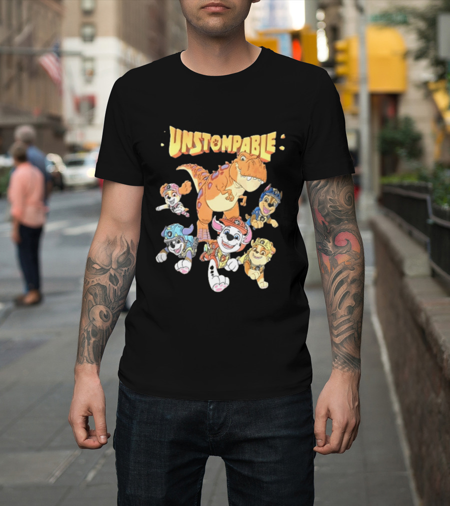 Paw Patrol Unstompable Pups With Tyrannosaurus Dinosaur Adventure T-Shirt