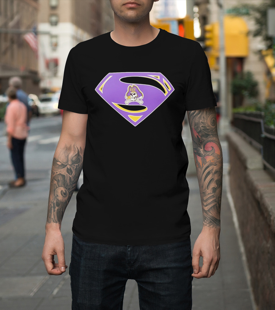East Carolina University Pirates ECU Skull Superman T-Shirt