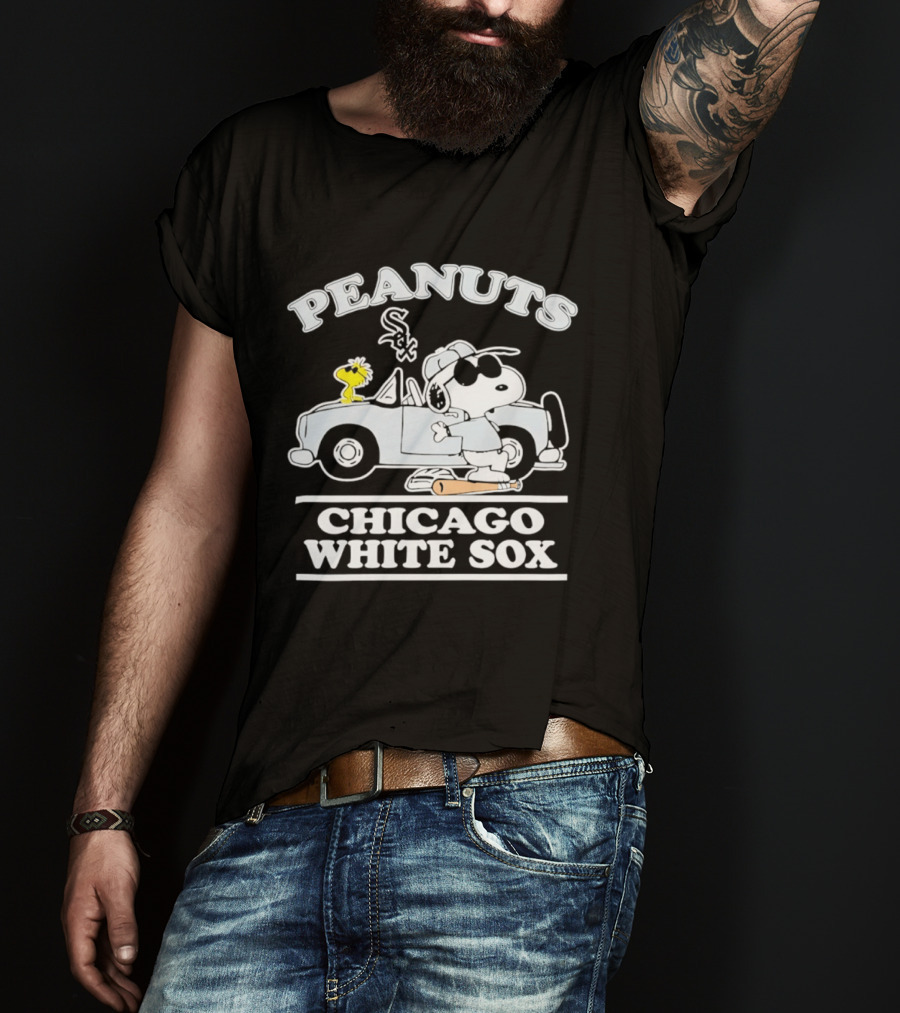 Peanuts Snoopy Woodstock In Car Chicago White Sox Baseball T-Shirt