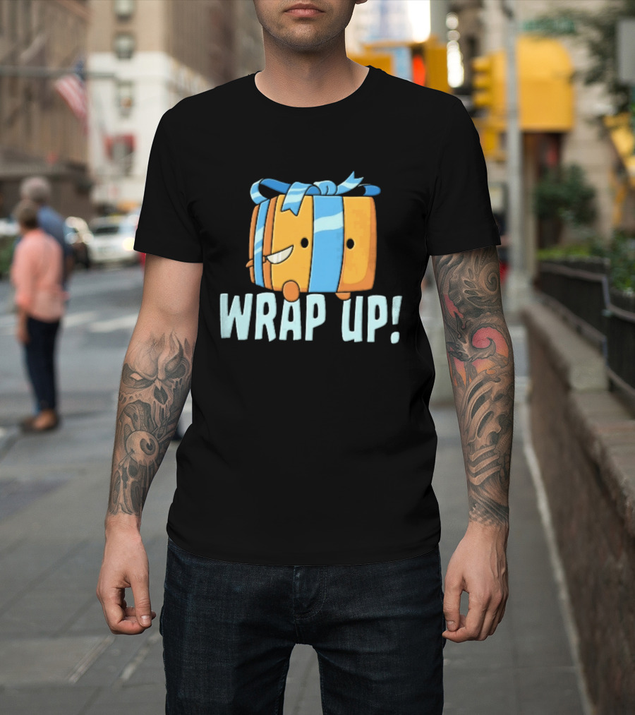 Mischievous Cartoon Ribboned Present Wrap Up With Knife T-Shirt
