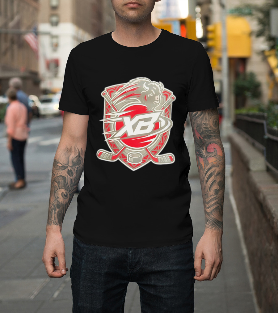 XB Buffalo Hockey Team Emblem With Crossed Sticks And Puck T-Shirt